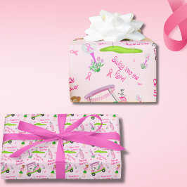 Papel De Regalo Golfer Rosa Conciencia del Cáncer de Mama