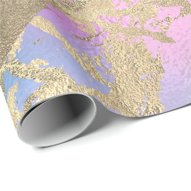 Papel De Regalo Golpe metálico Ombre Azul Ombre Marble Pastel (Esquina del rollo)