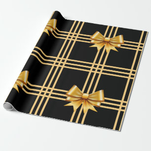 Papel De Regalo Golpes de oro en fondo negro