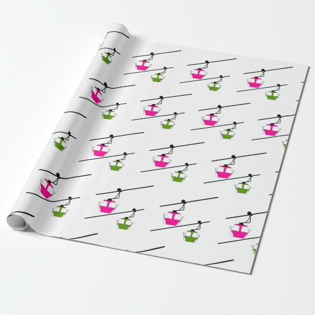 Papel De Regalo Góndolas rosas y verdes (Desenrollado)