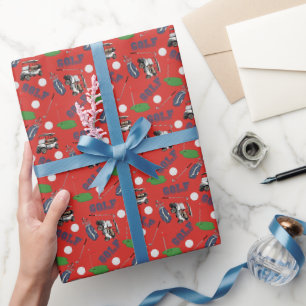 Papel De Regalo Gone Golfing on Bright Red