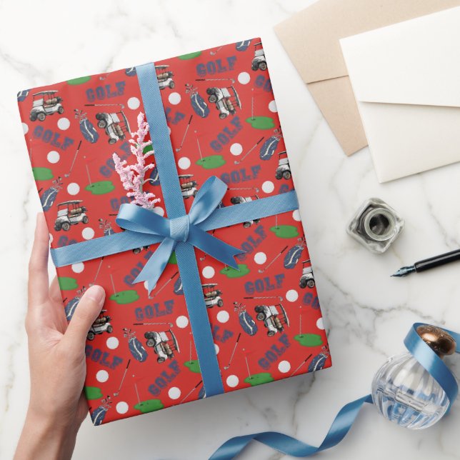 Papel De Regalo Gone Golfing on Bright Red (Regalar)