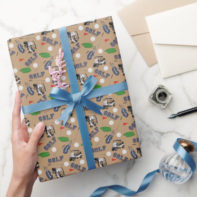 Papel De Regalo Gone Golfing on Wood Brown (Regalar)