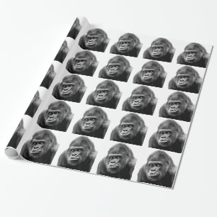 Papel De Regalo Gorilla blanca negra