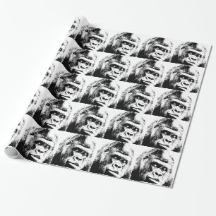 Papel De Regalo Gorilla de arte pop blanco negro