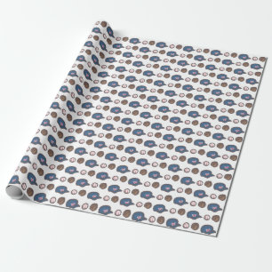 Papel De Regalo Gorra de béisbol, patrón de guante y pelota