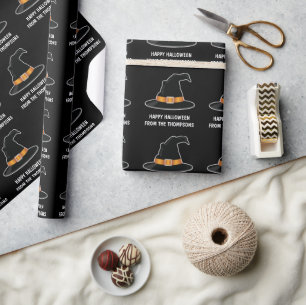 Papel De Regalo Gorra de brujas Naranja Gorra de brujas feliz negr