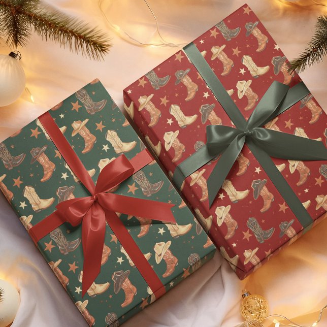 Papel De Regalo Gorra de Cowboy Occidental y Navidades de Boots (Subido por el creador)