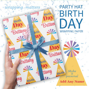 Papel De Regalo Gorra de Fiesta de nombre gráfico negrita Cumpleañ