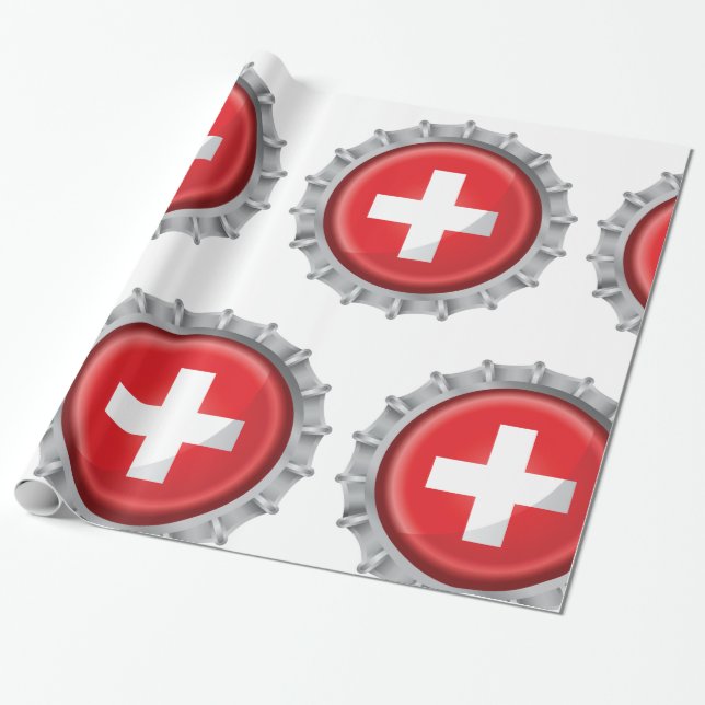 Papel De Regalo Gorra de frasco de bandera de Suiza (Desenrollado)