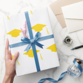 Papel De Regalo Gorra de graduación amarillo simple