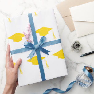 Papel De Regalo Gorra de graduación amarillo simple