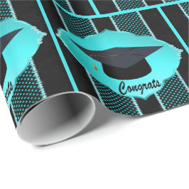 Papel De Regalo Gorra de Graduación Faux Rhinestone Negro Turquesa
