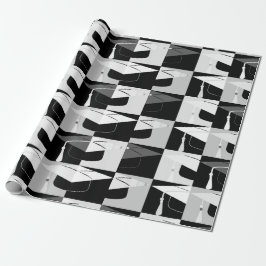 Papel De Regalo Gorra de graduación gráfica moderna blanco negro