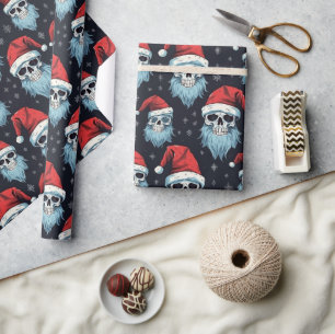 Papel De Regalo Gorra de Papá Noel gótico Barba Patrón de Navidad 