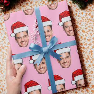 Papel De Regalo Gorra de Santa con foto de cara personalizada rega