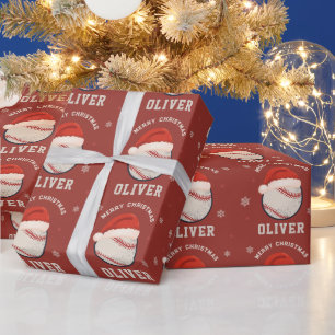 Papel De Regalo Gorra de Santa de béisbol de Navidad personalizada
