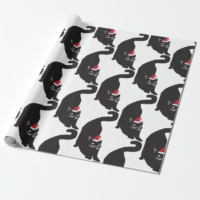 Papel De Regalo Gorra de Santa del gato (Desenrollado)