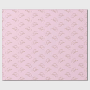 Papel De Regalo Gorra de Vaquero Occidental Cowgirl Rodeo Oro Rosa