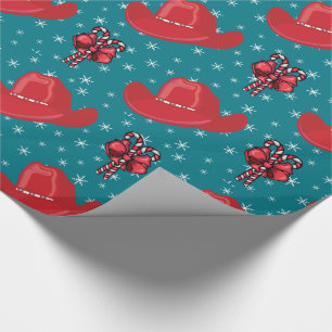 Papel De Regalo Gorra de vaquero y Navidades de canes de caramelo