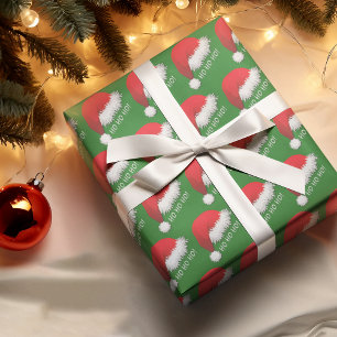 Papel De Regalo Gorra divertida de Santa Claus roja HOHOHO sobre v