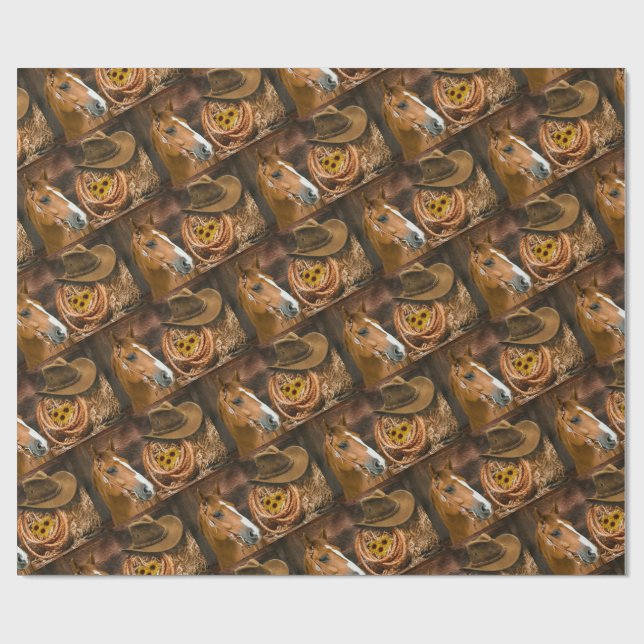 Papel De Regalo Gorra Lasso Sunflowers de Cowboy Occidental (Superficie plana)