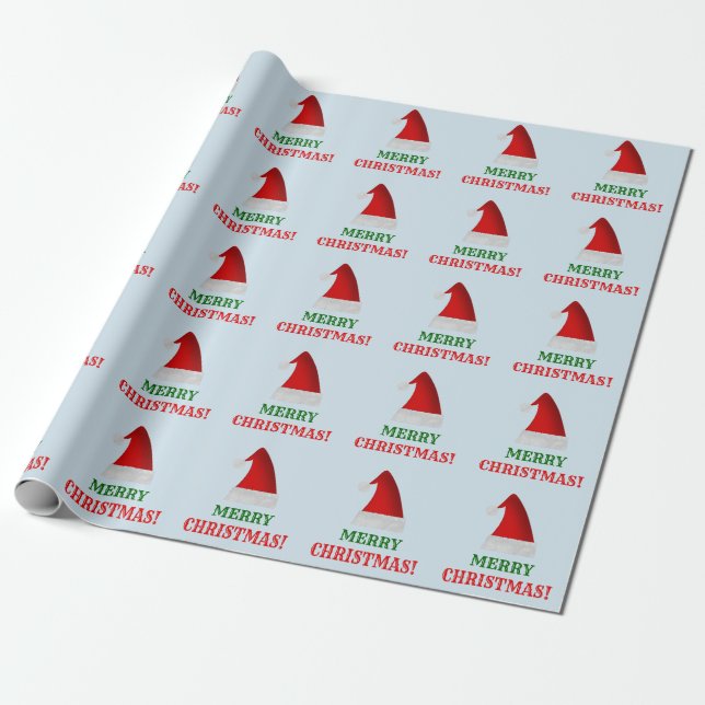 Papel De Regalo Gorra rojo del navidad de Santa + ¡"FELICES (Desenrollado)