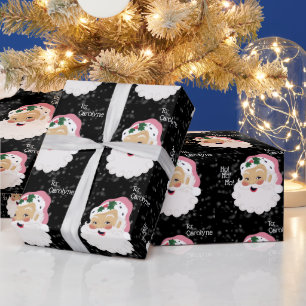 Papel De Regalo Gorra rosa clásico de Santa Claus personalizado