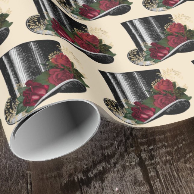 Papel De Regalo Gorra Steampunk con Navidades de las rosas rojas (Subido por el creador)