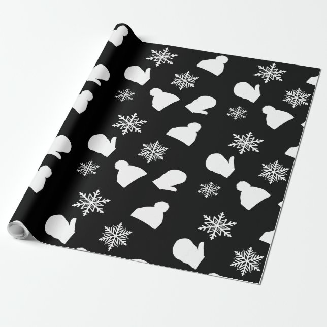 Papel De Regalo Gorras de Black Holiday Mittens y Navidades (Desenrollado)