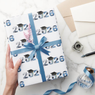 Papel De Regalo Gorras de graduación 2026 en el cielo Texto