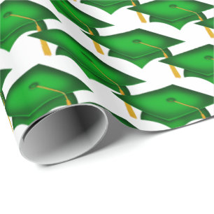 Papel De Regalo gorras de graduación verdes con tacón de oro