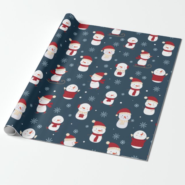 Papel De Regalo Gorras de invierno de Snowman (Desenrollado)