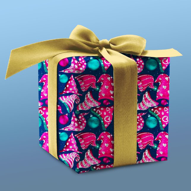 Papel De Regalo Gorras purpurinas gnomes de lujo rosa faux Navidad (Subido por el creador)