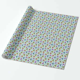 Papel De Regalo Gorras viejos de color de agua: fondo azul.