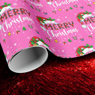 Papel De Regalo Gorrito de Santa Rosa Navidad Reno Ciervo Navidad