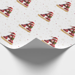 Papel De Regalo Gorro de Santa Rojo Navidad Letra A Nombre