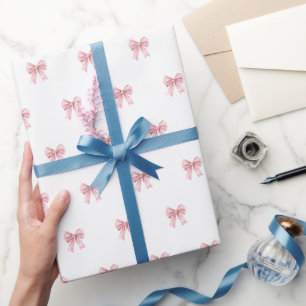 Papel De Regalo Gorros de cumpleaños con patrón de lazo rosa