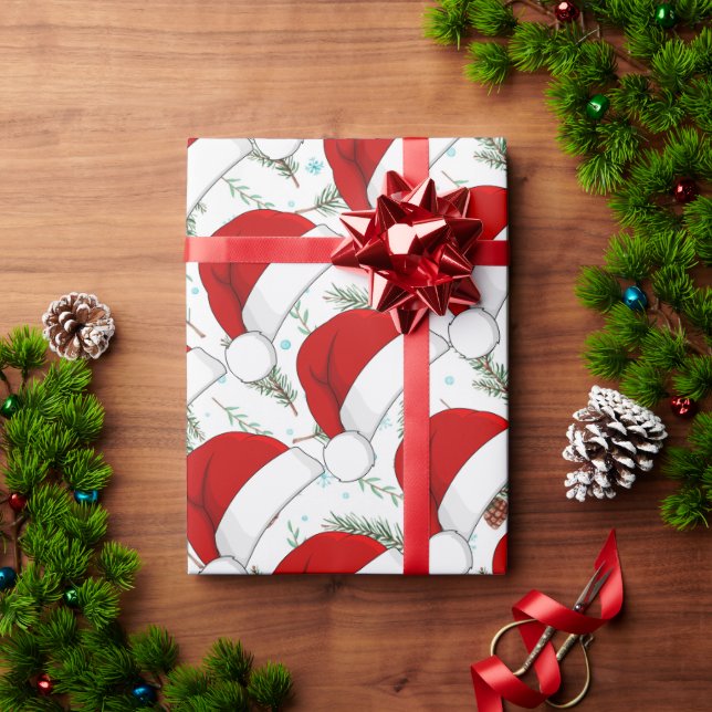 Papel De Regalo Gorros de Santa (Regalo de vacaciones)