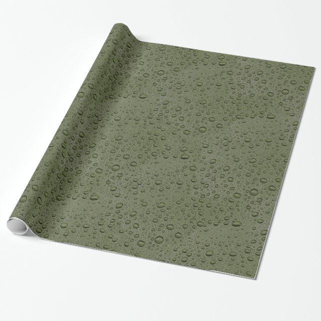 Papel De Regalo Gotas de agua verde oliva (Desenrollado)