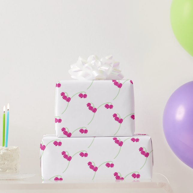 Papel De Regalo Gotas de nieve rosa floral (Regalos de fiesta)