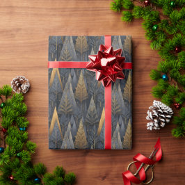 Papel De Regalo Gothic Deco | Árboles Geométricos Dorados