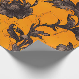 Papel De Regalo Gothic Orange Blossom Floral Wrapping Paper