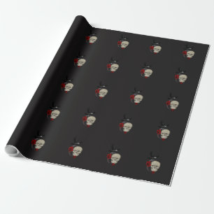 Papel De Regalo Gothic Skull With Rose and Raven