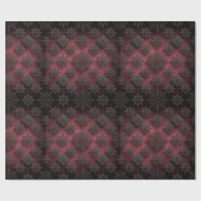 Papel De Regalo Gothmas Black Floral Pattern on Deep Crimson Red  (Superficie plana)