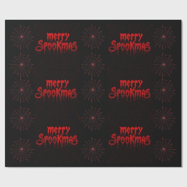 Papel De Regalo Gothmas Bold Red Script on Black Goth Christmas (Superficie plana)