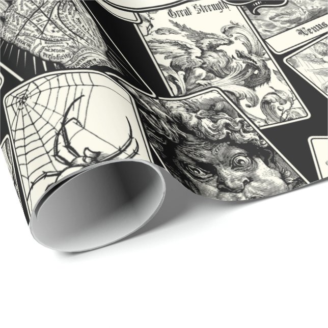 Papel De Regalo Gótica Brujería Tarot Tarjetas Gótico Victoriano (Esquina del rollo)