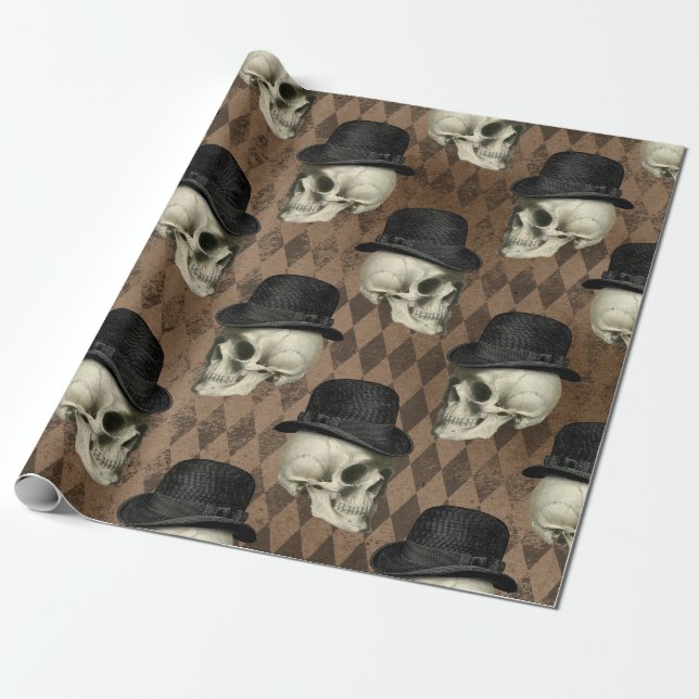 Papel De Regalo Gótico de calaveras victorianas Gorra de cosechas  (Desenrollado)
