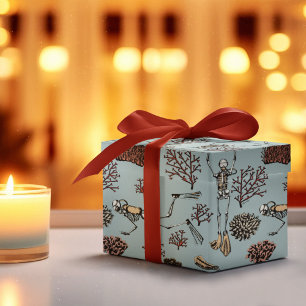 Papel De Regalo Gótico Esqueleto Azul francés Buceadores Scuba y C