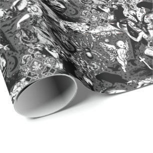 Papel De Regalo Gótico gótico negro gris Baphomet del Victorian 